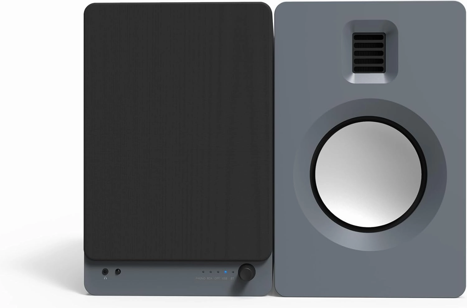 Kanto TUK Powered Speaker with Headphone Out | Built-in USB DAC | Dedicated RCA with Phono Pre-amp | Bluetooth | AMT Tweeter | 5.25" Driver | Pair | Matte Grey