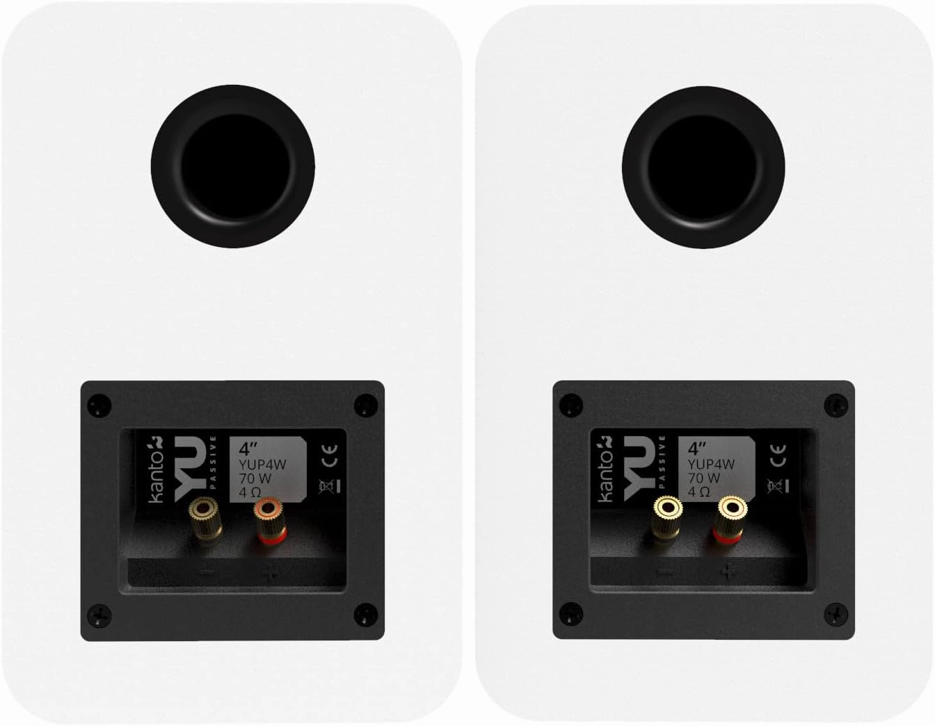 Kanto YU Passive 4" Passive Bookshelf Speakers with 1" Silk Dome Tweeter | External Amplifier Required | Pair | Matte White