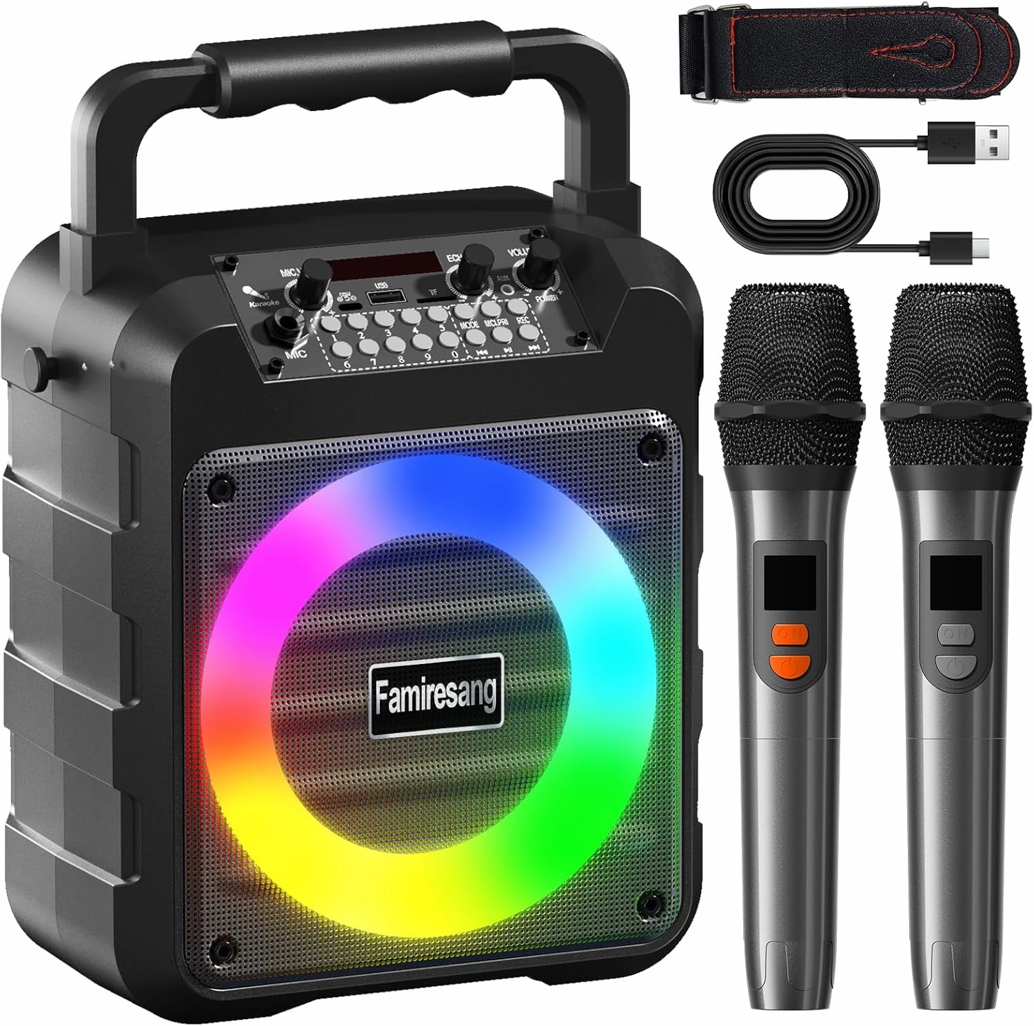 Karaoke Machine for Adults - Portable Bluetooth Karaoke Speaker with Two Wireless Microphones, PA System Speaker Supports TF Card/USB, AUX in, REC, Bass & Treble for Party/Meeting floorstanding speakers,tower speakers,stereo floor speakers,