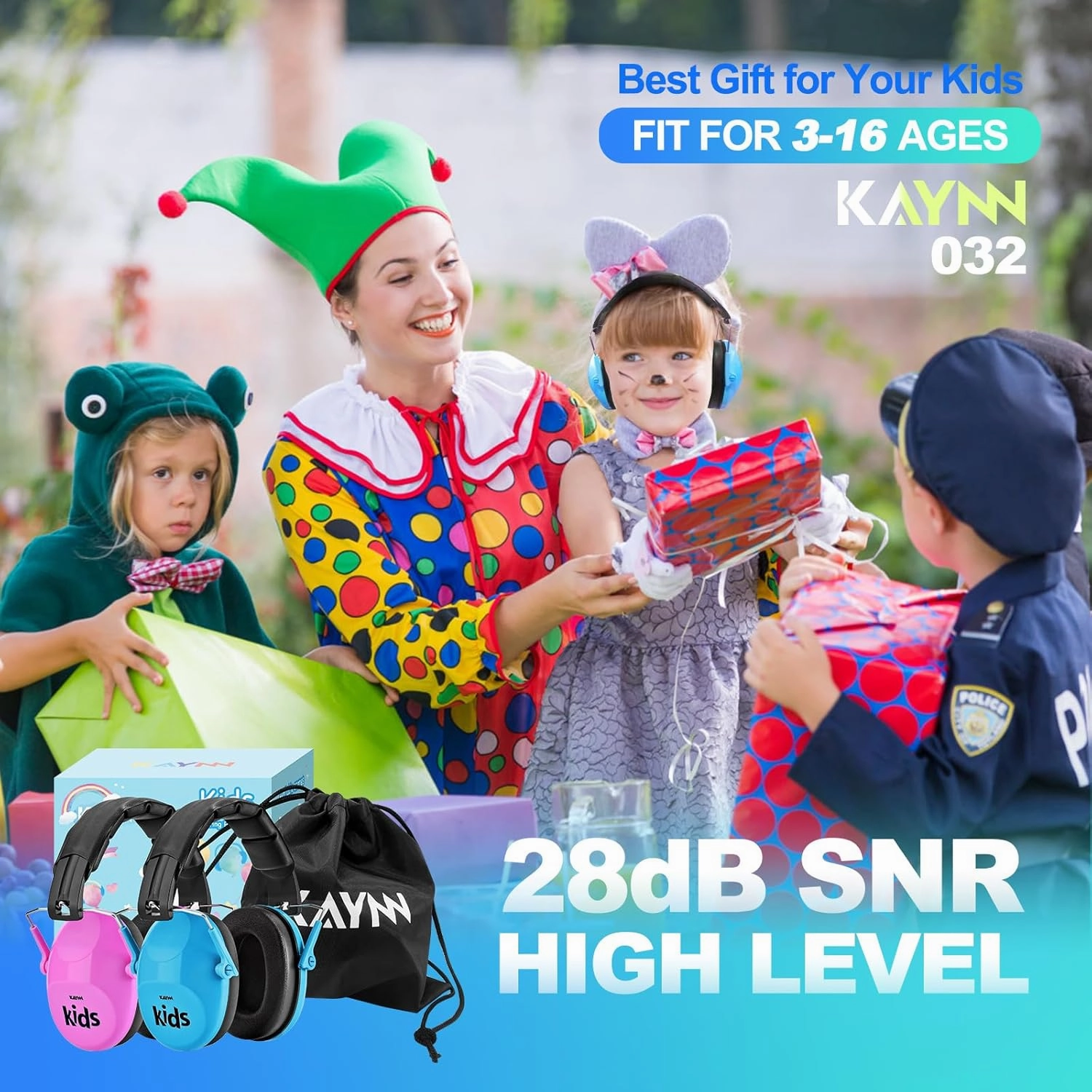 KAYNN 032 Kids Ear Protection for Noise - 28dB SNR Noise Canceling Headphones for Concerts, Sensory Headphones Autism