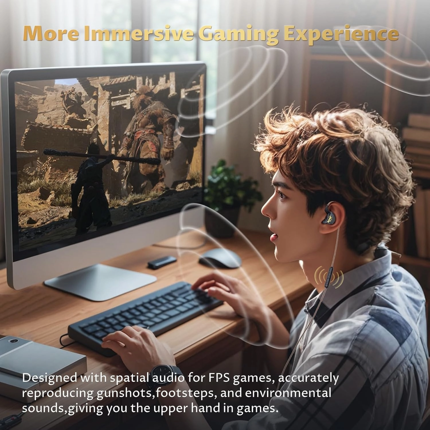KBEAR K01 iem in ear Monitor Headphones, HIFI Immersive Bass iems for Gaming, Noise Cancelling Wired Earbuds with 3.5mm Plug for Computer Laptop School Student, 3 Year Warranty (Black without Mic)