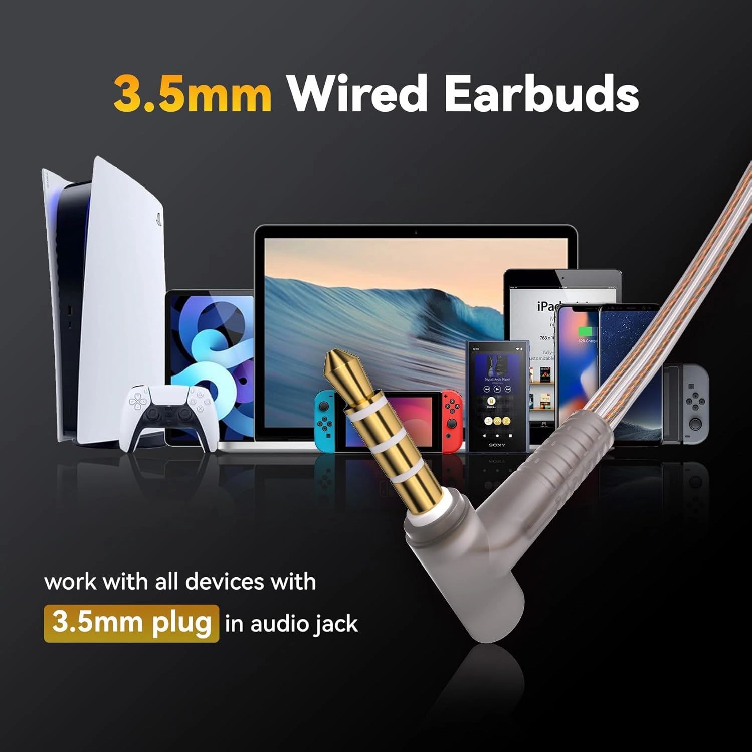 KBEAR K01 iem in ear Monitor Headphones, HIFI Immersive Bass iems for Gaming, Noise Cancelling Wired Earbuds with 3.5mm Plug for Computer Laptop School Student, 3 Year Warranty (Black without Mic)