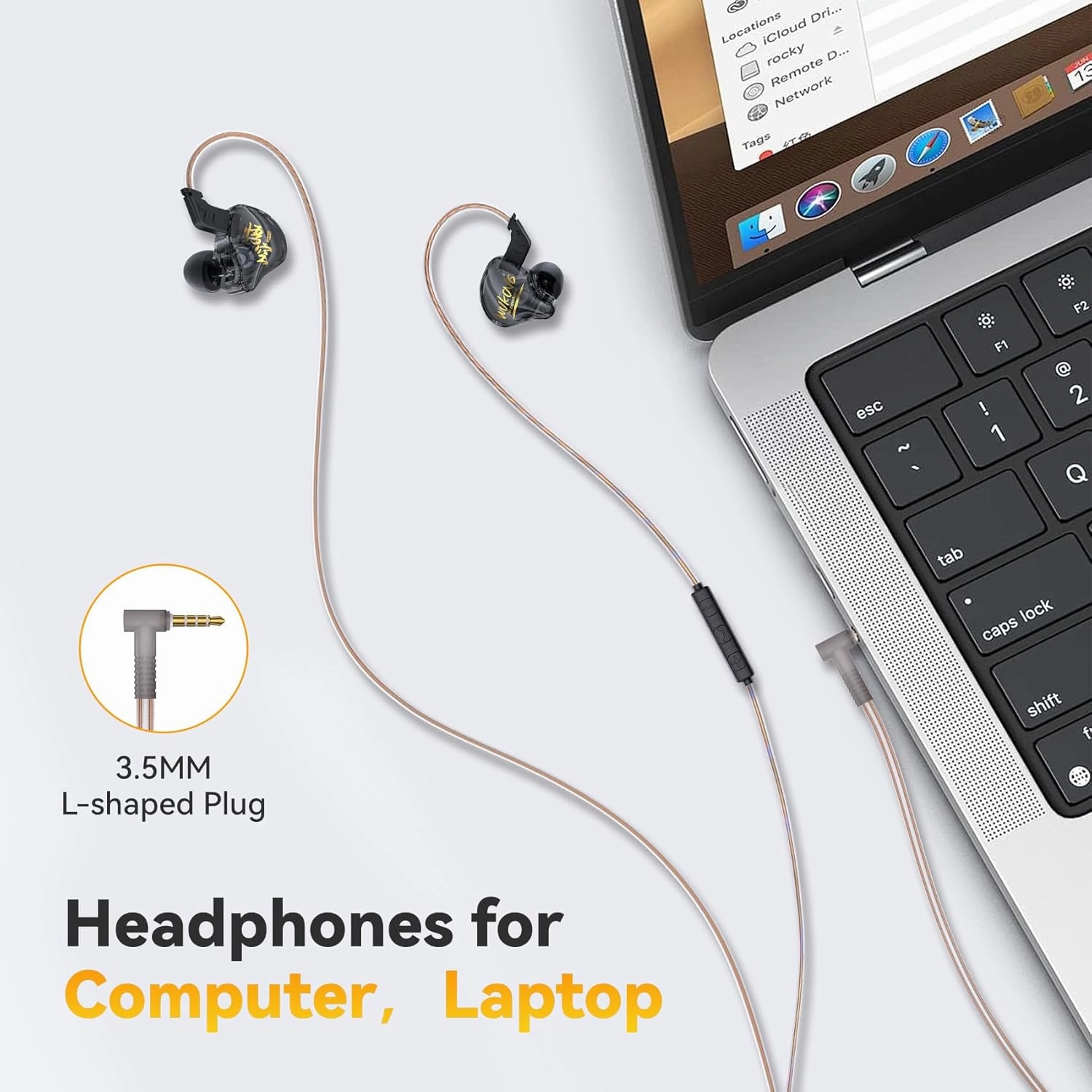 KBEAR K01 iem in ear Monitor Headphones, HIFI Immersive Bass iems for Gaming, Noise Cancelling Wired Earbuds with 3.5mm Plug for Computer Laptop School Student, 3 Year Warranty (Black without Mic)