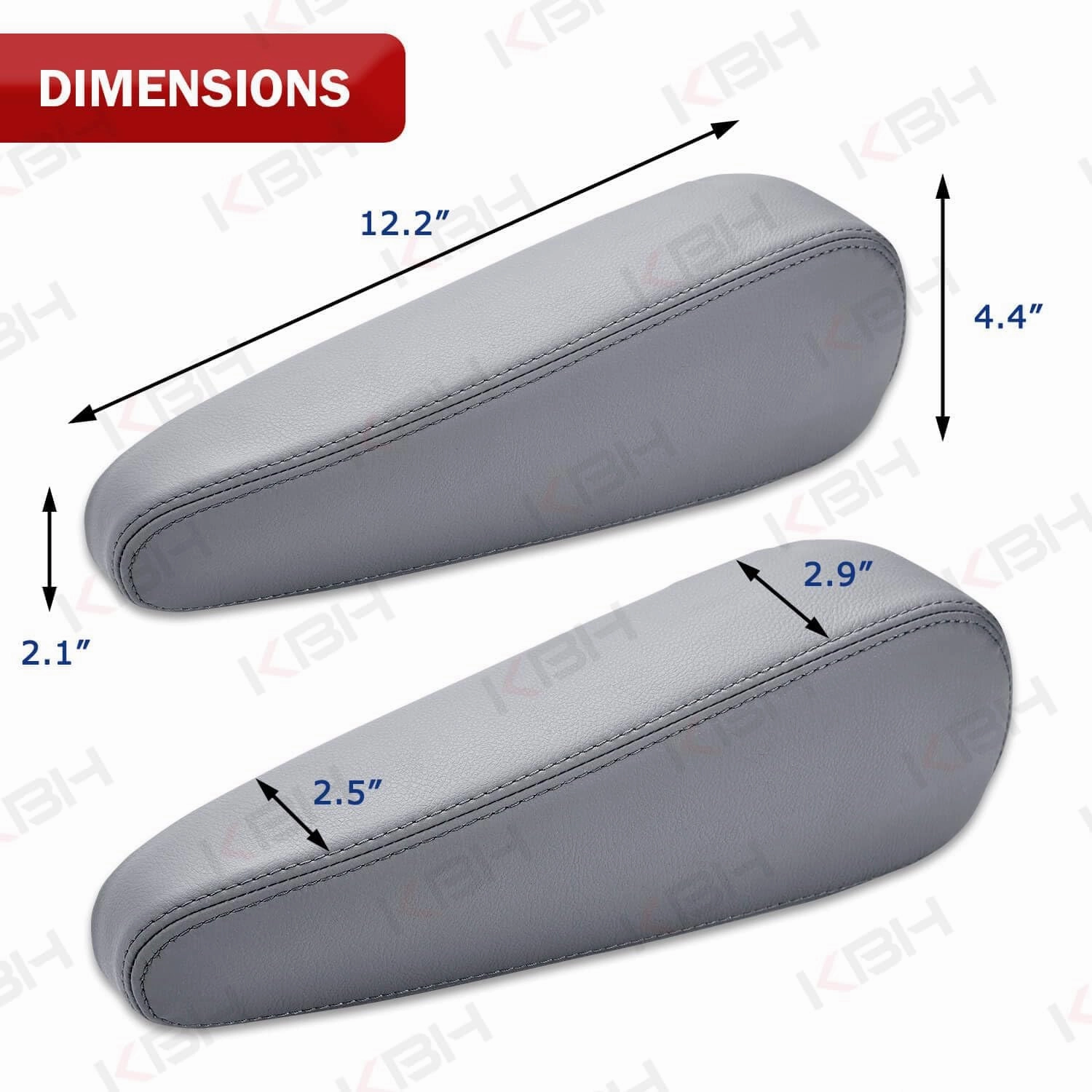 KBH Car Seat Armrest Cover for Lexus GX470 2003 2004 2005 2006 2007 2008 2009, Vinyl Leather Interior Accessories, Anti-Scratch, 1 Pair, Dark Gray