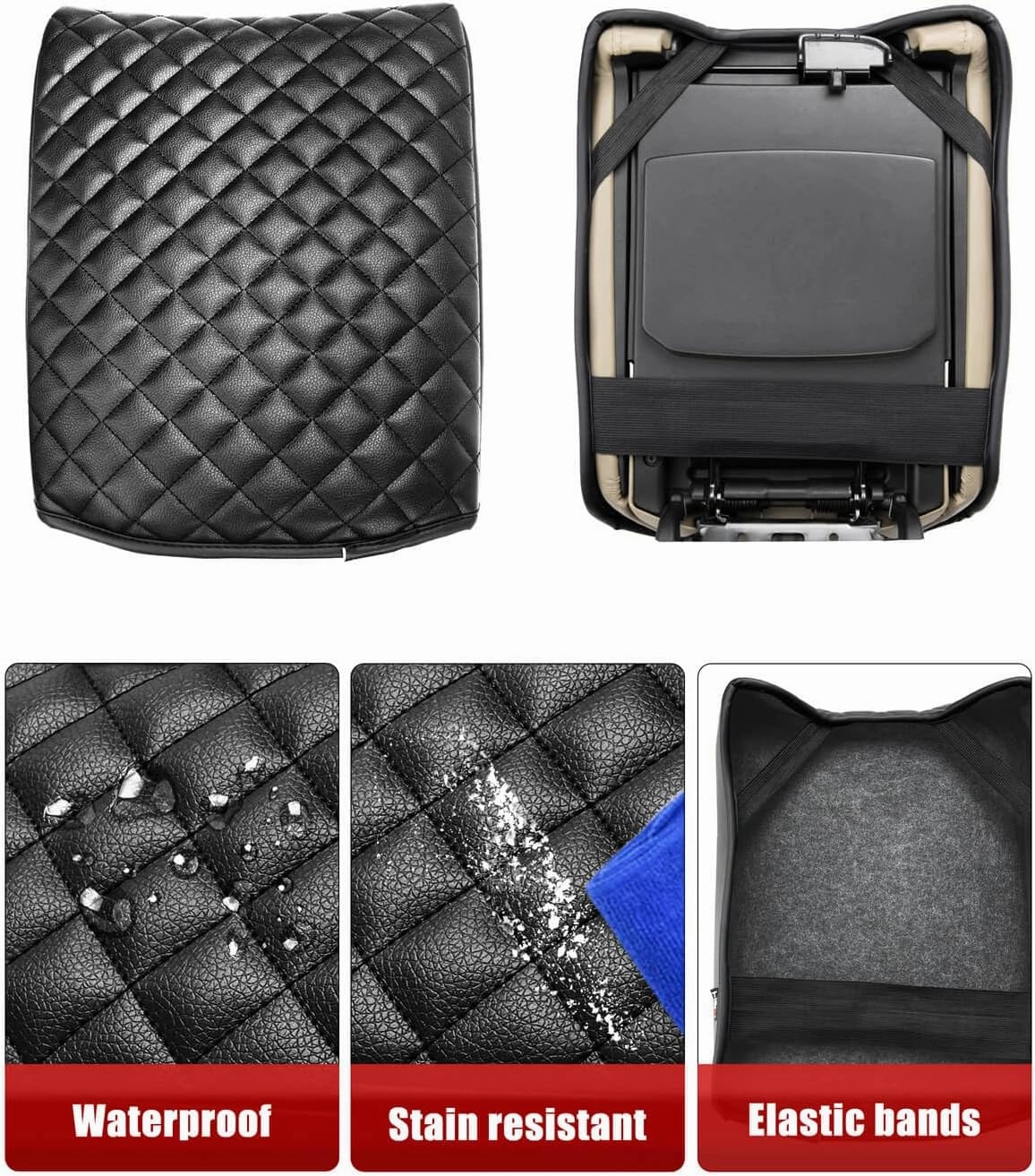 KBH Center Console Armrest Cover for Acura MDX 2015 2016 2017 2018 2019 2020, Vinyl Leather Trim, Middle Console Lid Protective Cover Cushion Pad, Anti-Scratch, Black
