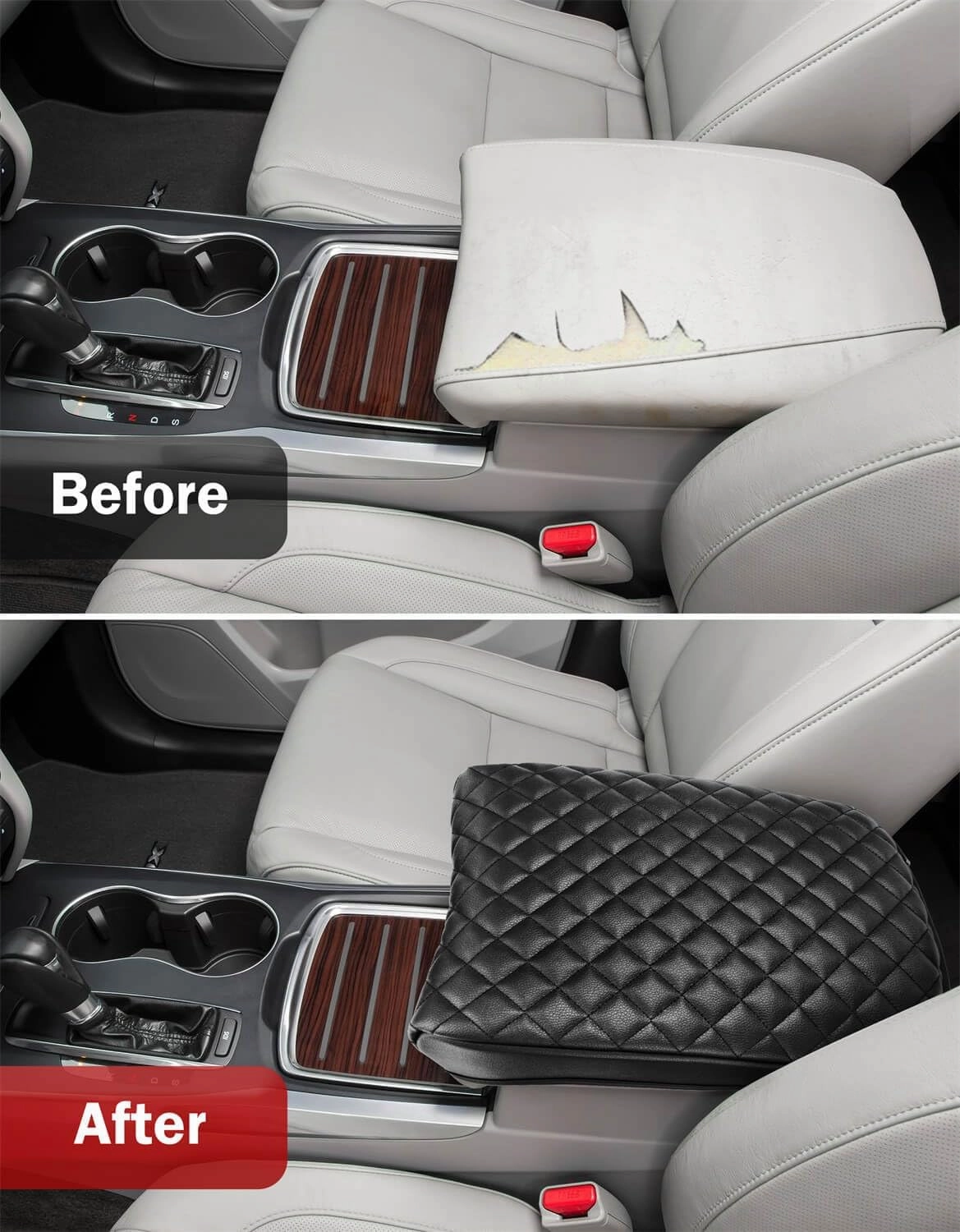 KBH Center Console Armrest Cover for Acura MDX 2015 2016 2017 2018 2019 2020, Vinyl Leather Trim, Middle Console Lid Protective Cover Cushion Pad, Anti-Scratch, Black