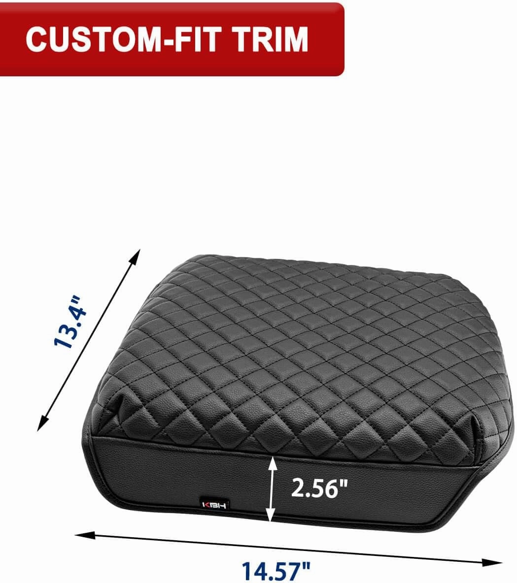 KBH Center Console Armrest Cover for Chevy Chevrolet Silverado & GMC Sierra 2019-2025, Tahoe & Suburban & Yukon 2021-2025, Bucket Seat, Vinyl Leather Arm Rest Lid Cushion, Anti-Scratch, Black