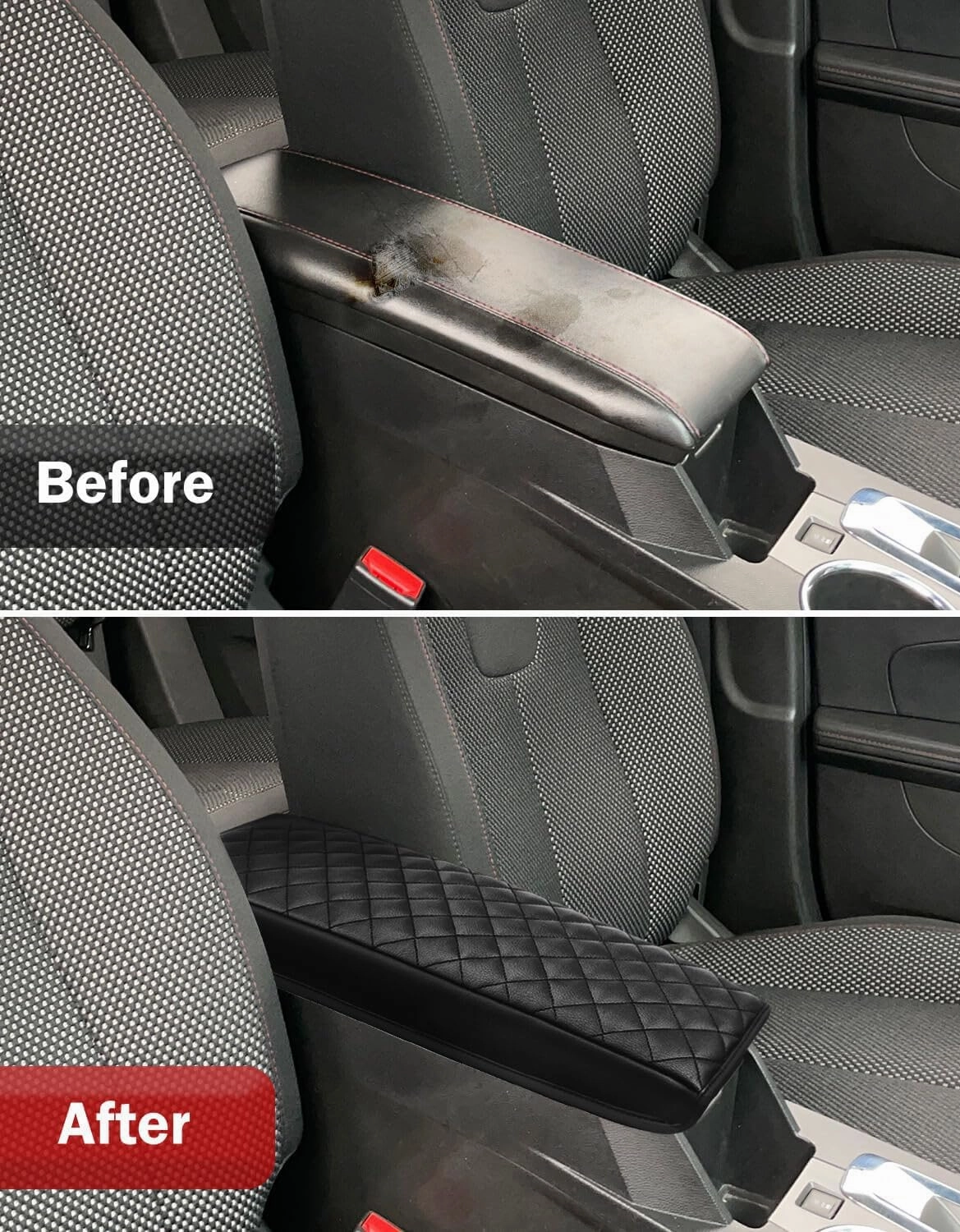 KBH Center Console Armrest Cover for Chevy Equinox, GMC Terrain 2010-2017, Vinyl Leather Trim, Anti-Scratch, Black