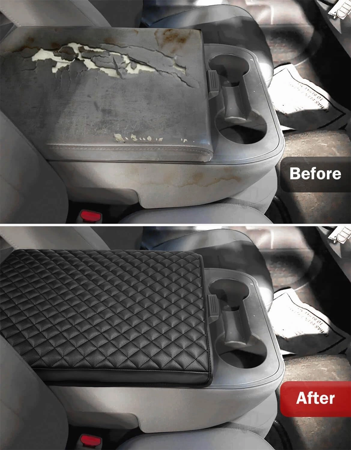 KBH Center Console Armrest Cover for Nissan Titan 2004-2024, Jump Seat Only, Vinyl Leather Trim, Car Arm Rest Protector, Anti-Scratch, Black