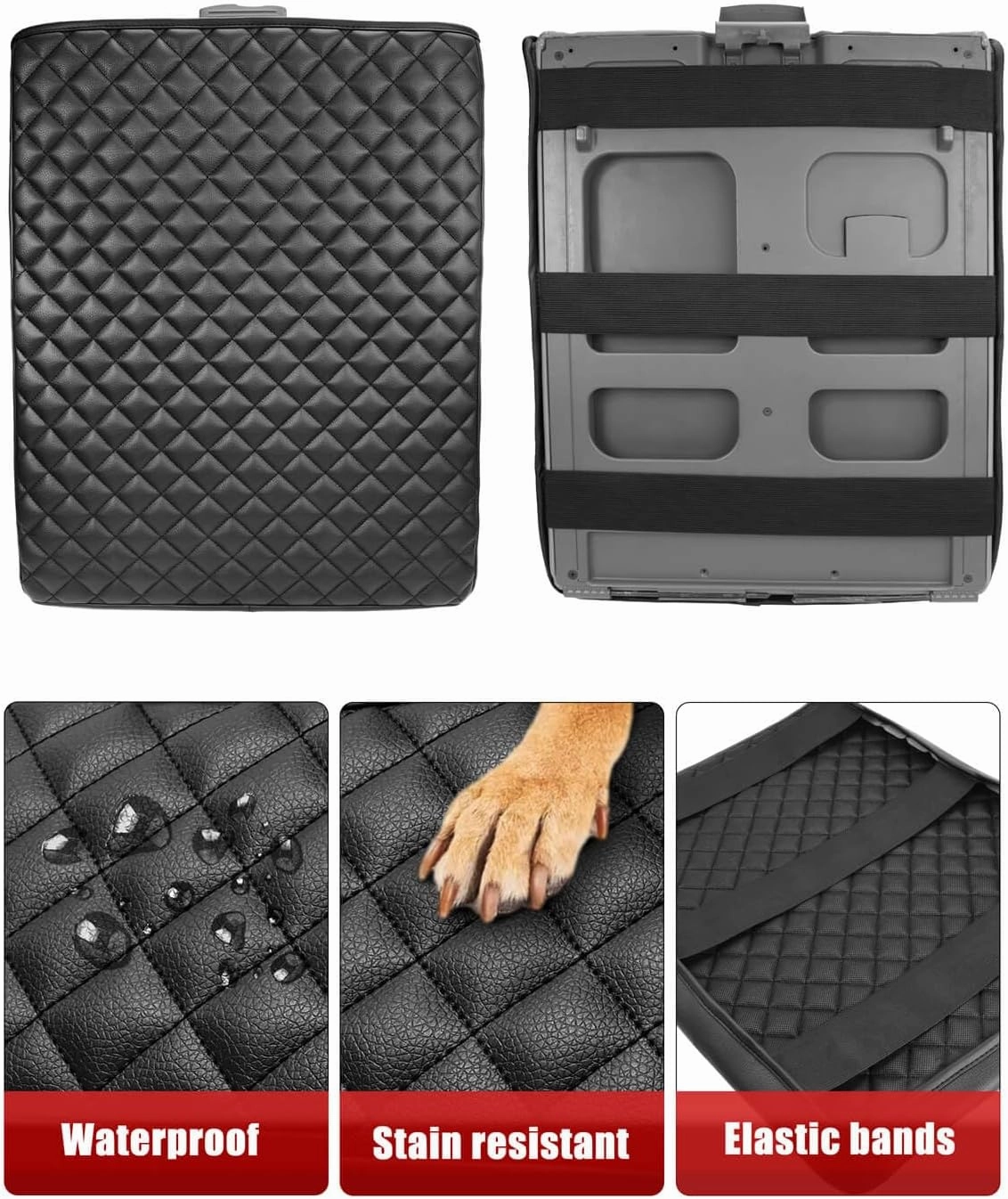 KBH Center Console Armrest Cover for Nissan Titan 2004-2024, Jump Seat Only, Vinyl Leather Trim, Car Arm Rest Protector, Anti-Scratch, Black