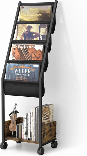 Keebofly Vinyl Record Storage, Record Holder Up to 100 Albums, Record Stand with 4 Tier Vinyl Holder Display Shelf, Movable Vinyl Storage Organizer Rack, Record Cabinet for Book Magazine Turntable vinyl accessories,turntable parts,record player tools,