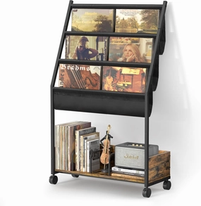 Keebofly Vinyl Record Storage, Record Holder Up to 200 Albums, Record Stand with 3 Tier Holder Display Shelf, Movable Vinyl Storage Organizer Rack, Record Cabinet for Book Magazine Turntable vinyl accessories,turntable parts,record player tools,