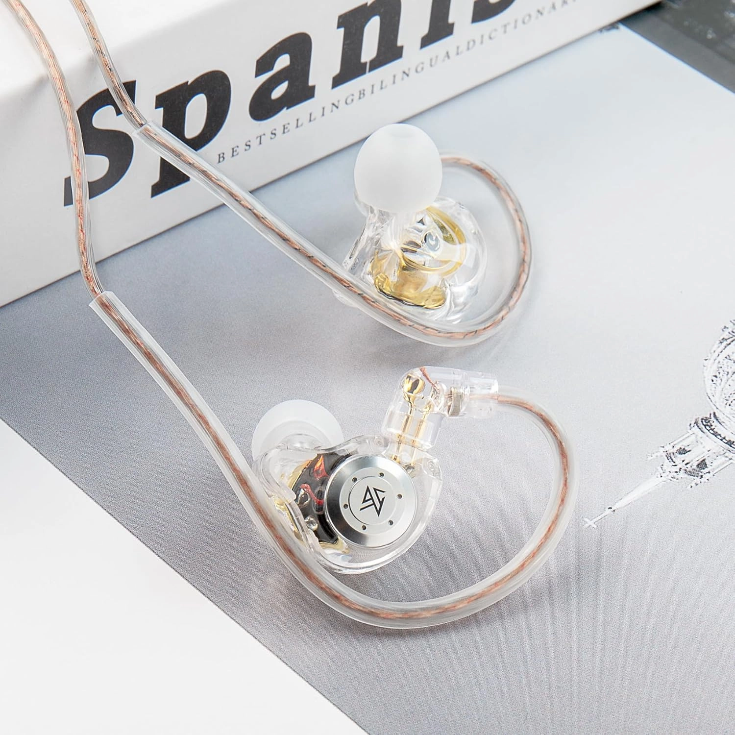 keephifi KZ EDX Pro in Ear Monitor Headphones KZ IEM Earphones Dual DD HiFi Stereo Sound Stage Earphones Wired Noise Cancelling Gaming Earbuds for Musicians Singer Audiophiles (White, No Mic)