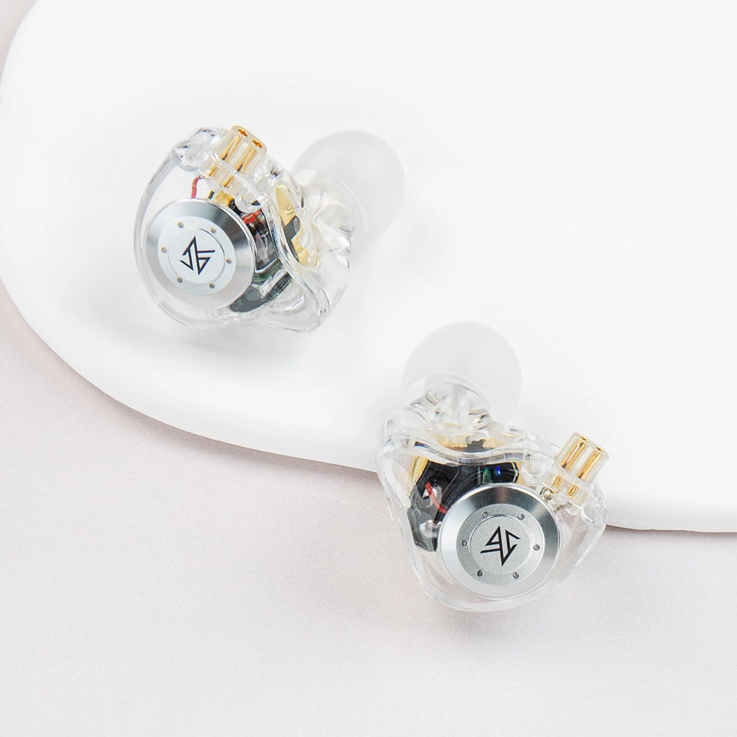 keephifi KZ EDX Pro in Ear Monitors with Microphone KZ IEM Earphones Dual DD HiFi Stereo Sound Wired Earphones Noise Cancelling Earbuds for Musicians Singer Audiophiles (White, with Mic)