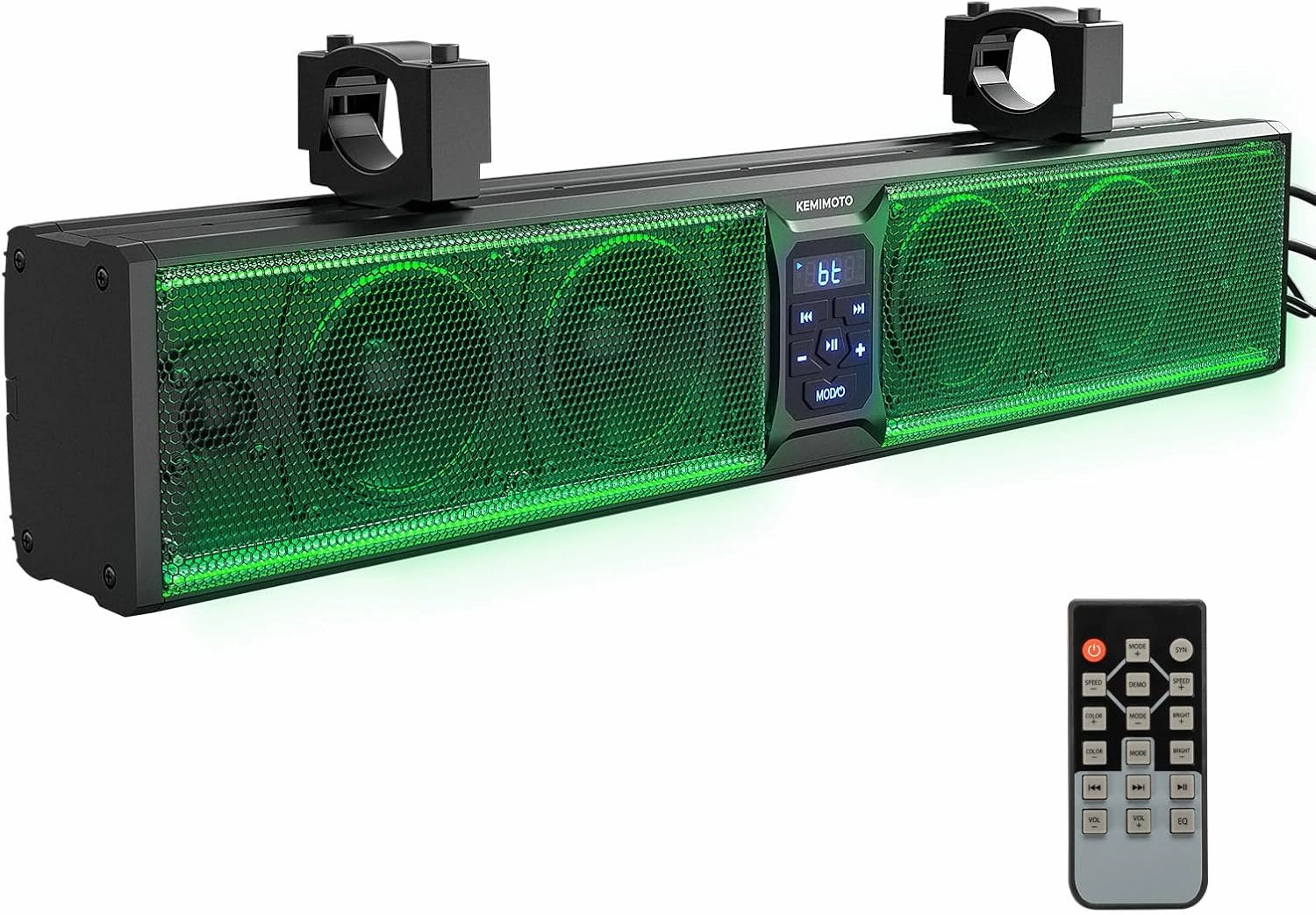 KEMIMOTO 6-Speaker Metal UTV Sound Bar Waterproof Bluetooth Music Sync Multicolor Lights 25-inch SxS Speakers Wireless Control Soundbar for UTV ATV Golf Cart w/ 1.25 in - 2 in Roll Bar soundbar,TV speaker bar,home theater soundbar,