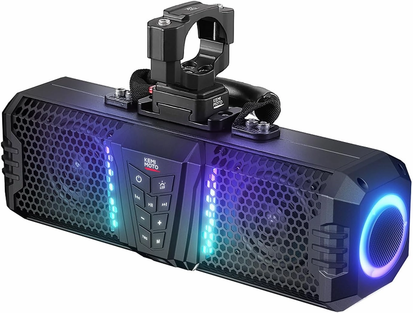 KEMIMOTO Midnight 40B 16 Inch UTV Sound Bar with LED Music Sync Lights, Quick-Release, Portable Handle, Aluminum Alloy, IP66 Waterproof Dustproof, Fits 1"-2" Roll Cage for UTV/ATV/Golf Cart/Marine soundbar,TV speaker bar,home theater soundbar,