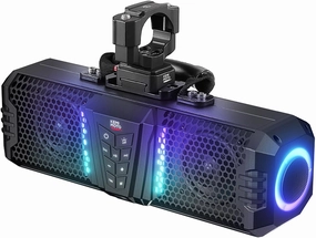 KEMIMOTO Midnight 40B 16 Inch UTV Sound Bar with LED Music Sync Lights, Quick-Release, Portable Handle, Aluminum Alloy, IP66 Waterproof Dustproof, Fits 1"-2" Roll Cage for UTV/ATV/Golf Cart/Marine soundbar,TV speaker bar,home theater soundbar,