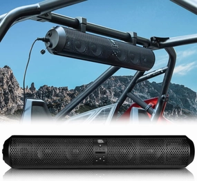 Kemimoto UTV Sound Bar 28-Inch 2X Tweeter and 4X Subwoofer Bluetooth-Compatible Wireless Control Soundbar Compatible with Polaris RZR Can-Am X3 Defender CFMOTO for 1.56"- 2.25" Roll Cage soundbar,TV speaker bar,home theater soundbar,
