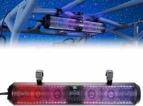 KEMIMOTO UTV Sound Bar 28 Inch ATV Soundbar 4X Subwoofers LED Party Lights Bluetooth Golf Cart Sound Bar 2X Tweeters Compatible with Polaris RZR Can-Am X3 Defender CFMOTO for 1.56"- 2.25" Roll Cage soundbar,TV speaker bar,home theater soundbar,