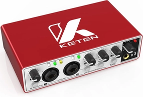 Keten USB Audio Interface for PC Computer Recording Music, 24 bit/192kHz Resolution Support 48V Phantom Power Streaming Podcasting Sound Card with XLR for Guitarists, Vocalists, Podcasters, Producers audio interface,USB interface,music recording input,