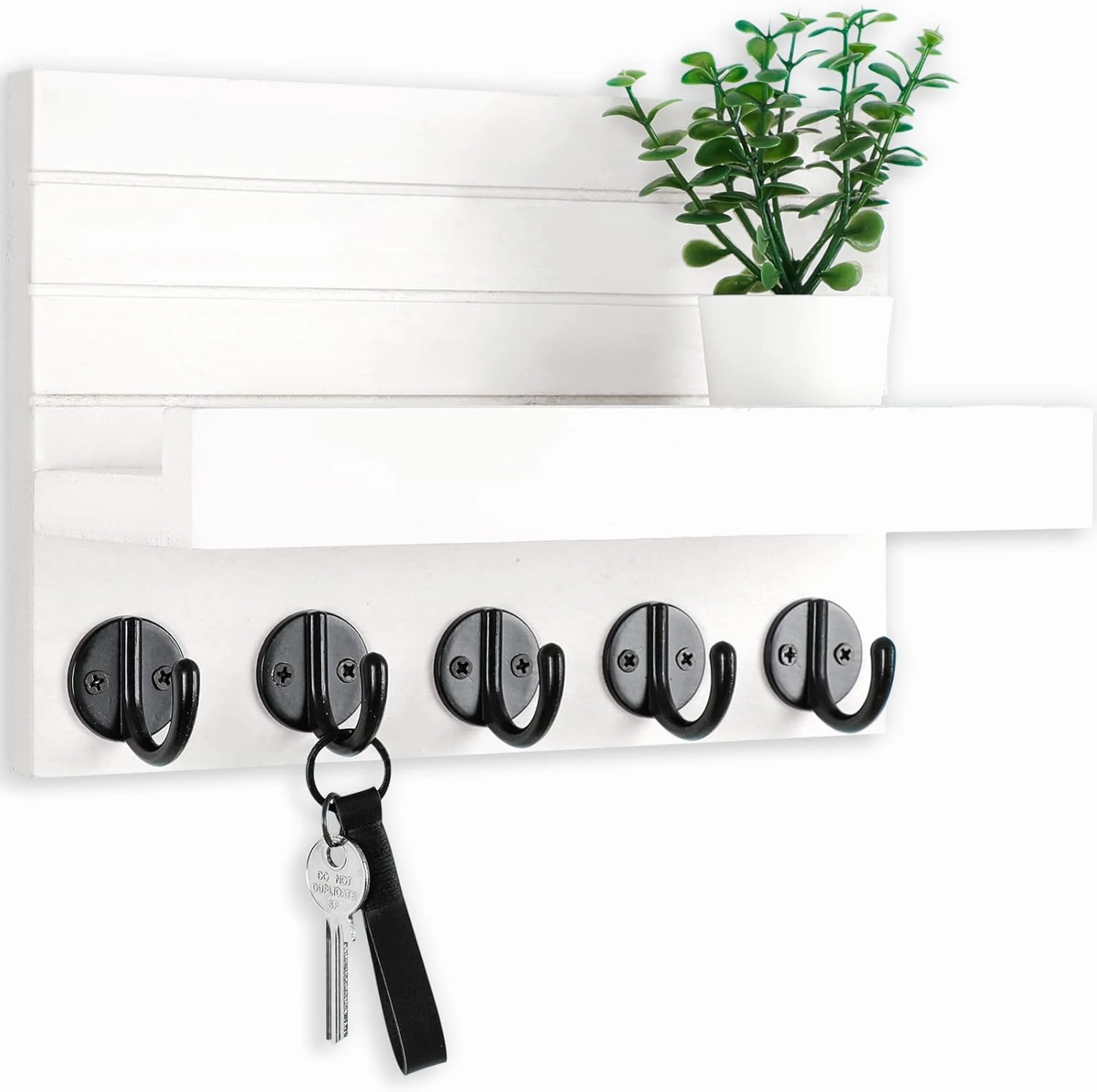 Key Holder for Wall, Decorative Key and Mail Holder with Shelf Has Large Key Hooks for Bags, Coats, Umbrella  Paulownia Wood Key Hanger with Mounting Hardware (9.8W x 6.7H x 4.2D) wall mount TV,bracket for speakers,TV mount system,
