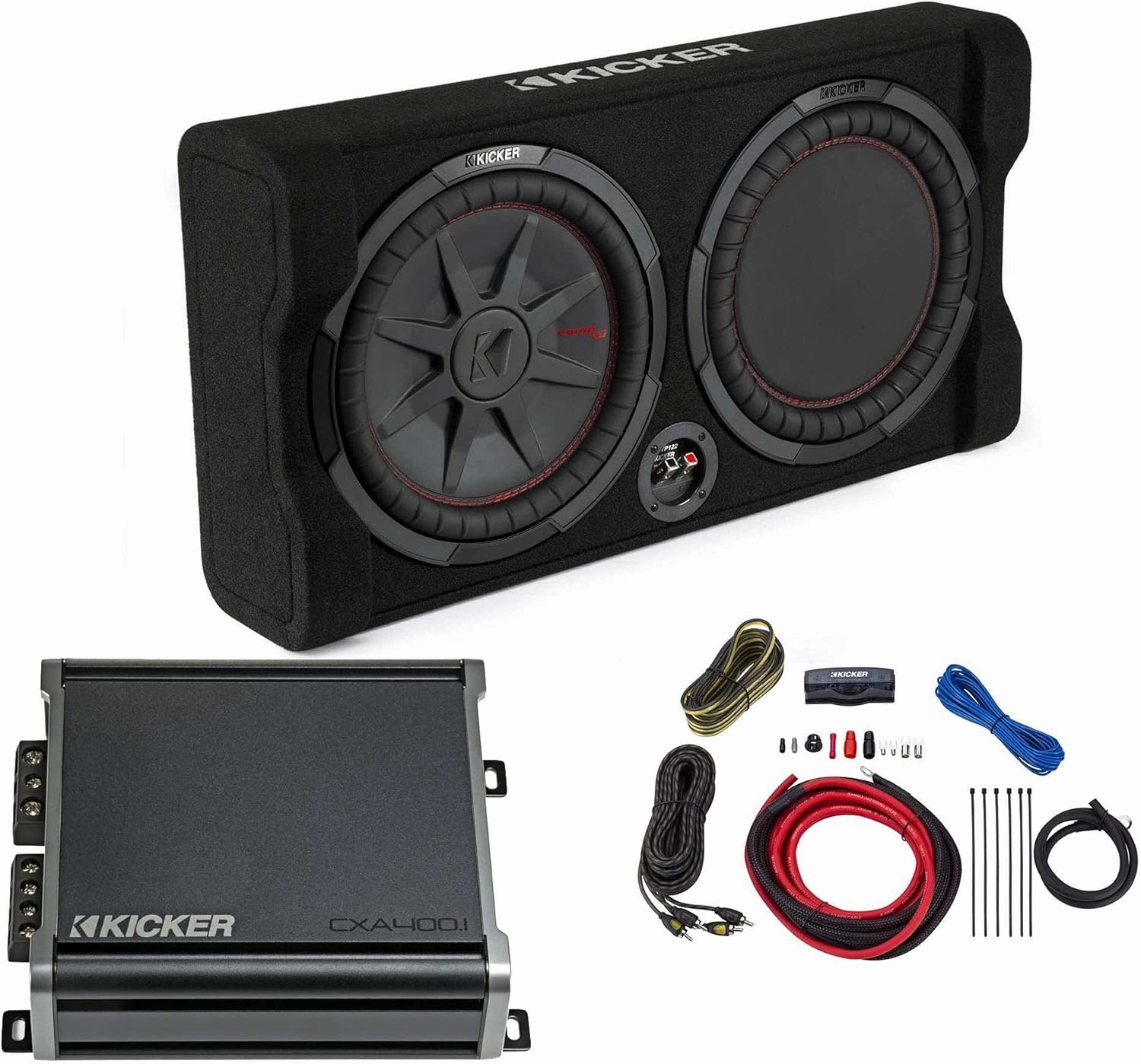 Kicker Comp RT 12" Subwoofer Enclosure Package   46CXA4001 Amp & Wire Kit audiophile subwoofer,active subwoofer,low frequency speaker,