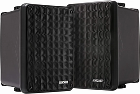Kicker KB6B 2-Way Full Range Indoor Outdoor Speakers (Pair) Weatherproof Speakers for Patio Garage Poolside in-Home, 6.5 inch woofer, 2x5 inch Horn Tweeter Black bookshelf speakers,compact stereo speakers,hi-fi shelf speakers,