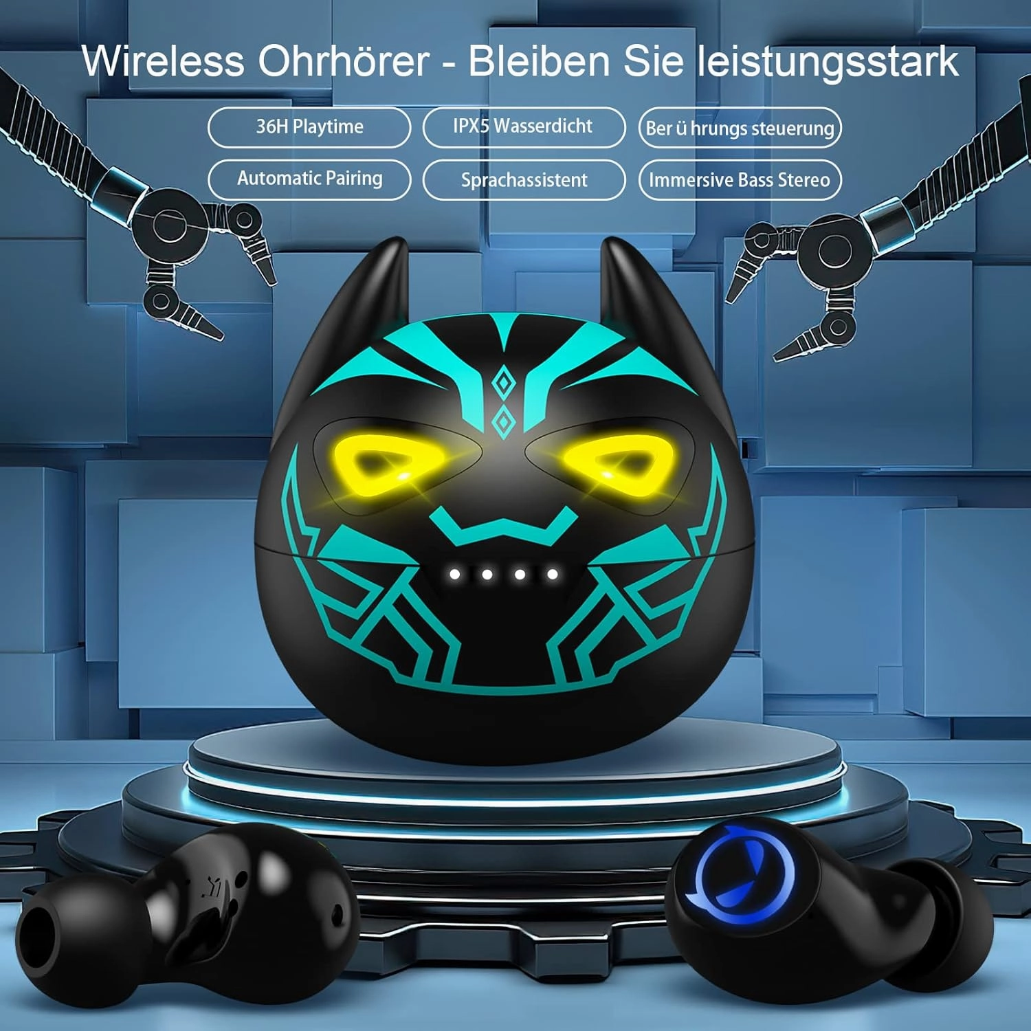 Kids Wireless Earbuds,Bluetooth in Ear Headphone with Microphone Comfort&Lightweight Earphone with Noise Cancellation,3D Surround Stereo Bass,Battery Life Portable Mini Charging Case for Sport.