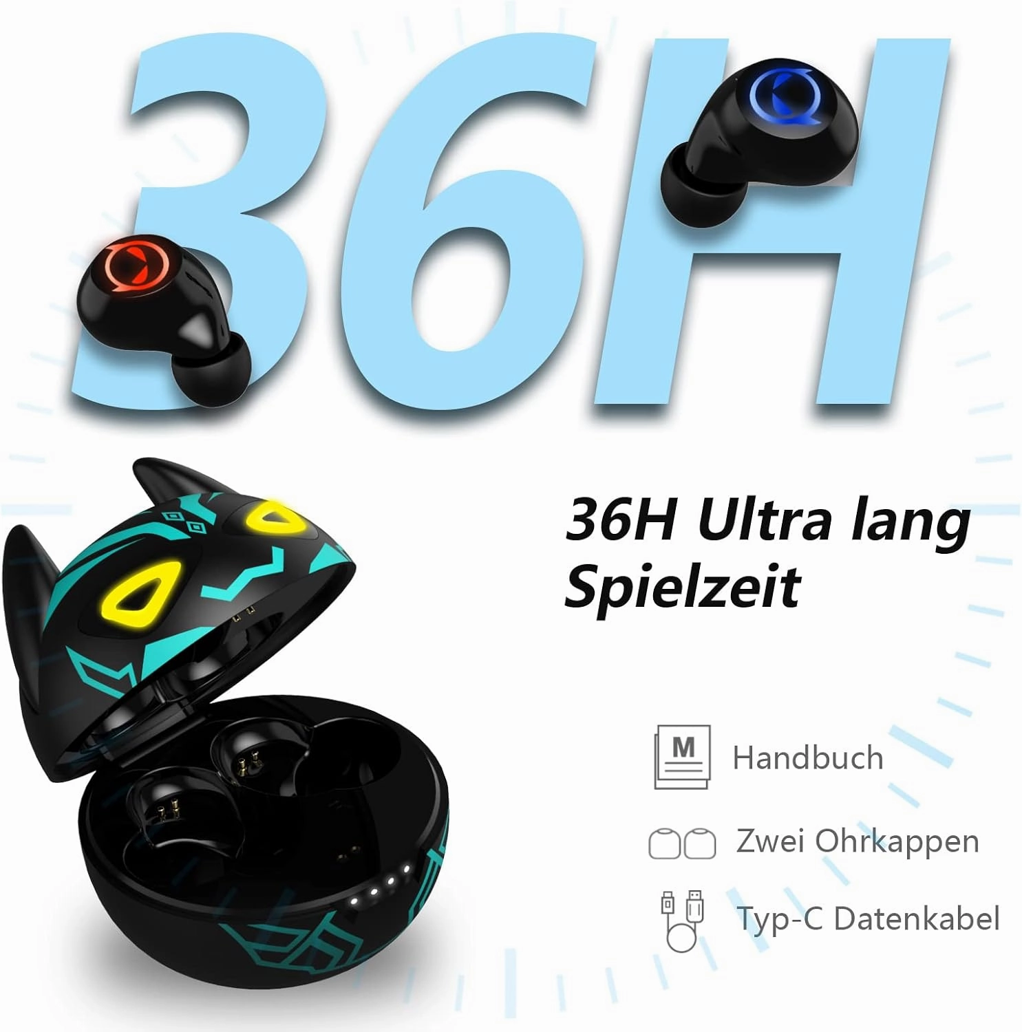 Kids Wireless Earbuds,Bluetooth in Ear Headphone with Microphone Comfort&Lightweight Earphone with Noise Cancellation,3D Surround Stereo Bass,Battery Life Portable Mini Charging Case for Sport.