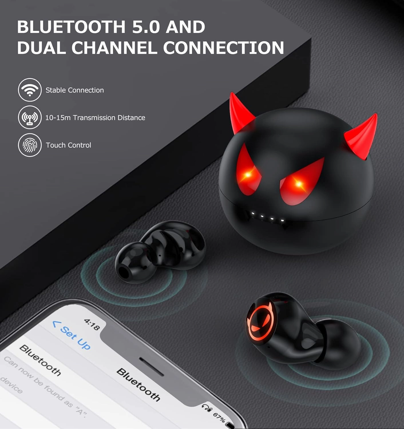 Kids Wireless Earbuds Bluetooth, Wireless Earphones with Noise Reduction Bluetooth 5.1 Waterproof Sport TWS Stereo Lightweight in Ear Headphones with Built-in Mic for TV Phone.