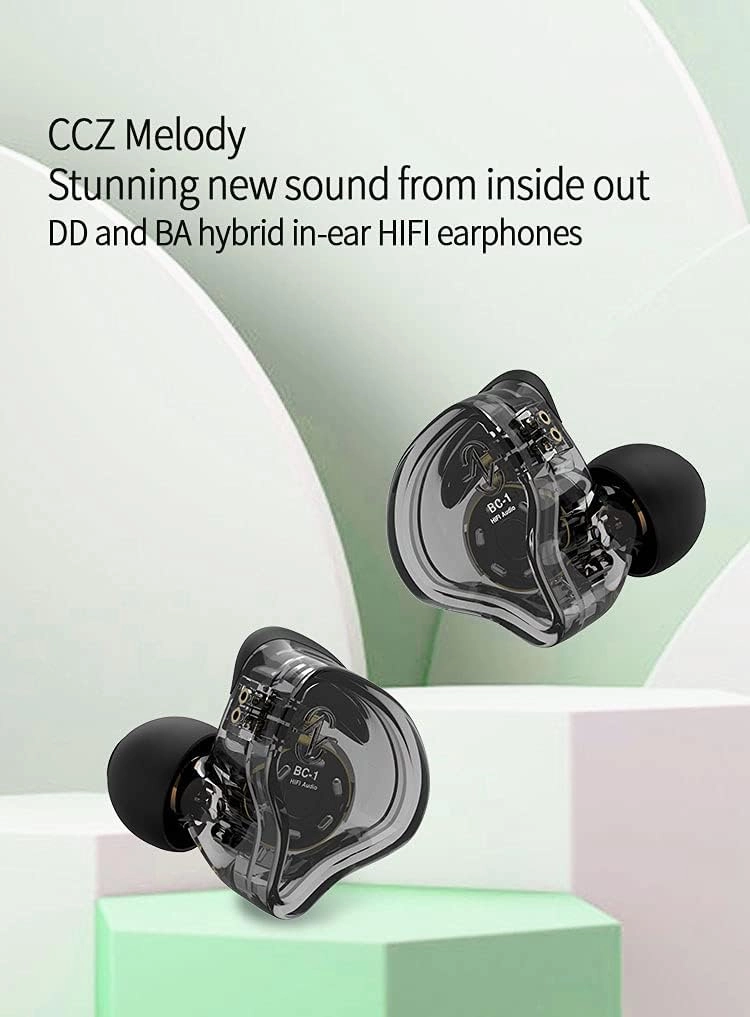 Kinboofi CCZ Melody in Ear Monitor, Dynamic Hybrid Dual Driver in Ear Earphones 1BA 1DD HiFi Wired Headphones Musicians IEM Upgrade Deep Bass Suitable for Bass Vocals Pop Folk ACG (Green, No MIC)