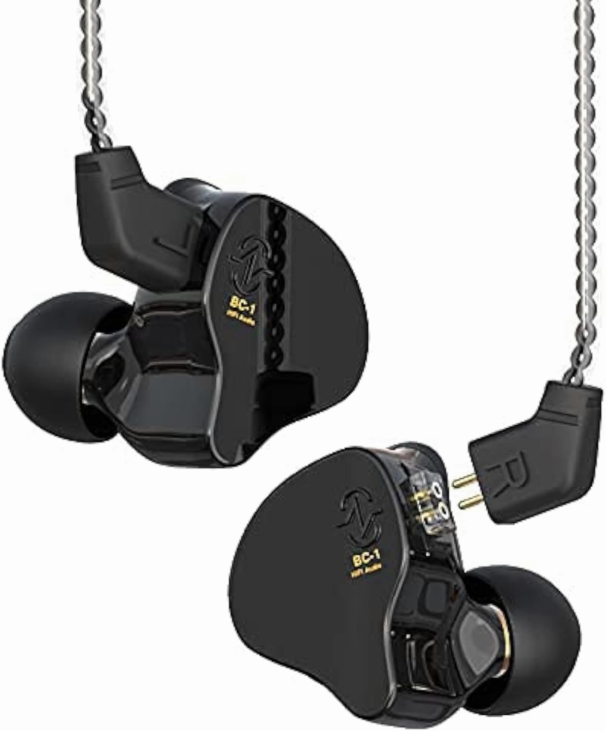 Kinboofi CCZ Melody in Ear Monitors, Dynamic Hybrid Dual Driver in Ear Headphones 1BA 1DD HiFi Wired Headphones Musicians IEM Upgrade Deep Bass Suitable for Audiophile Musician(No MIC, Black) in-ear monitors,hi-fi IEMs,studio earphones,