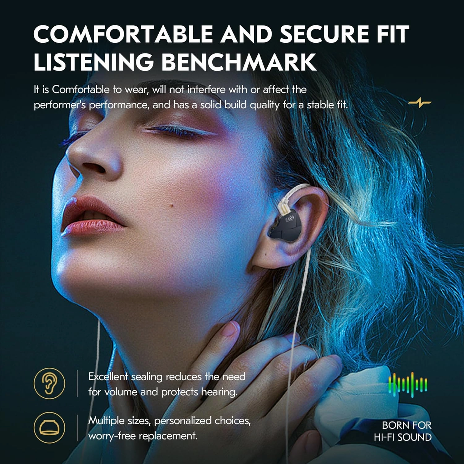 Kinboofi in Ear Monitor, CCZ MC01 10MM Dual-Magnet Large DD Gaming Earbuds, Wired Earbuds,in Ear Monitor Headphones with 5N OFC Detachable Cable No Mic for Musicians Audiophile (Black, No MIC)