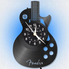 KingLive Music Wall Clock, Guitar Vinyl Clock, 6 Kinds of LED Color Art Night Light Home Decor, Music Instrument Clocks Gift for Men Musician Guitarist vinyl accessories,turntable parts,record player tools,