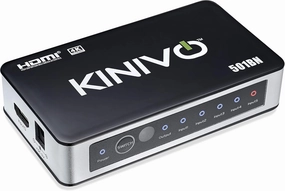 Kinivo HDMI Switch 4K HDR, (5 Port, 4K 30Hz, Auto-Switching, IR Wireless Remote) smart audio hub,voice control speaker,Alexa compatible audio,