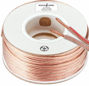 Kinter Cable 100ft 16-Gauge Audio Stereo Speaker Wire Cable, 100 Feet, 30.48 Meters, 2 Conductor, Polarity Marked, Flexible Clear PVC, CCA, Home Theater, HiFi, Surround or Auto Amps wireless speakers,portable Bluetooth speaker,multiroom speaker,