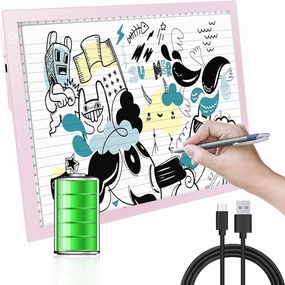 KIVOTAC A4 Rechargeable Light Pad, Portable LED Light up Box Ultra-Thin Brightness Dimmable Battery Powered Bright Copy Board for Weeding Vinyl, Sketching,Drawing,Tracing and Diamond Art vinyl accessories,turntable parts,record player tools,