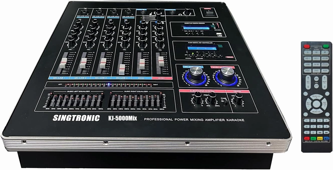 KJ-5000Mix Professional Karaoke Console Mixer | HDMI ARC, Optical, Bluetooth, USB Recording, 8-Band EQ, Anti-Feedback, BBE DSP Processor, Rack-Mountable DJ/KJ Mixer mixer console,audio mixing desk,DJ console,