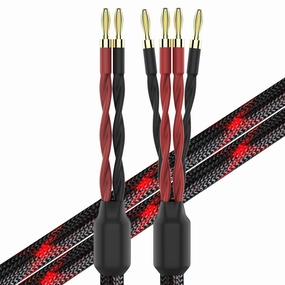 KK Cable k4B-2B Bi-Wire Speaker Cable, 2.5M (8.2ft) PER Wire, 1pair Set (Total 12 Banana Plugs), Black, Male-to-Male, Outdoor, FCC Certified speaker cable,audio wire,hi-fi speaker cord,
