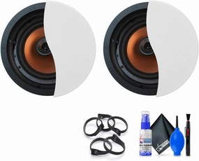 Klipsch 2X CDT-5800-C 2-Way Pivoting in-Ceiling Loudspeaker (CDT-5800-C) Bundle Including: Cable Ties, Cleaning Kit soundbar,TV speaker bar,home theater soundbar,