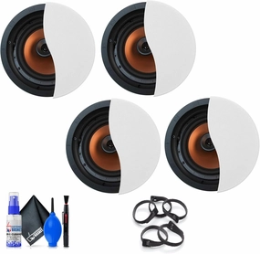 Klipsch 4X CDT-5800-C 2-Way Pivoting in-Ceiling Loudspeaker (CDT-5800-C) Bundle Including: Cable Ties, Cleaning Kit soundbar,TV speaker bar,home theater soundbar,