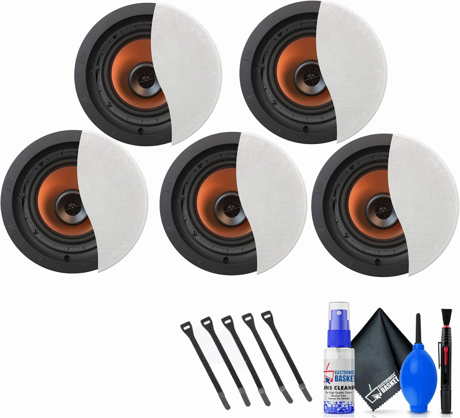 Klipsch 5X CDT-5650-C 2-Way Pivoting in-Ceiling Loudspeaker (CDT-5650-C) Bundle Including: Cable Ties, Cleaning Kit soundbar,TV speaker bar,home theater soundbar,