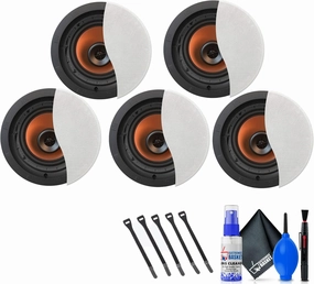 Klipsch 5X CDT-5650-C 2-Way Pivoting in-Ceiling Loudspeaker (CDT-5650-C) Bundle Including: Cable Ties, Cleaning Kit soundbar,TV speaker bar,home theater soundbar,
