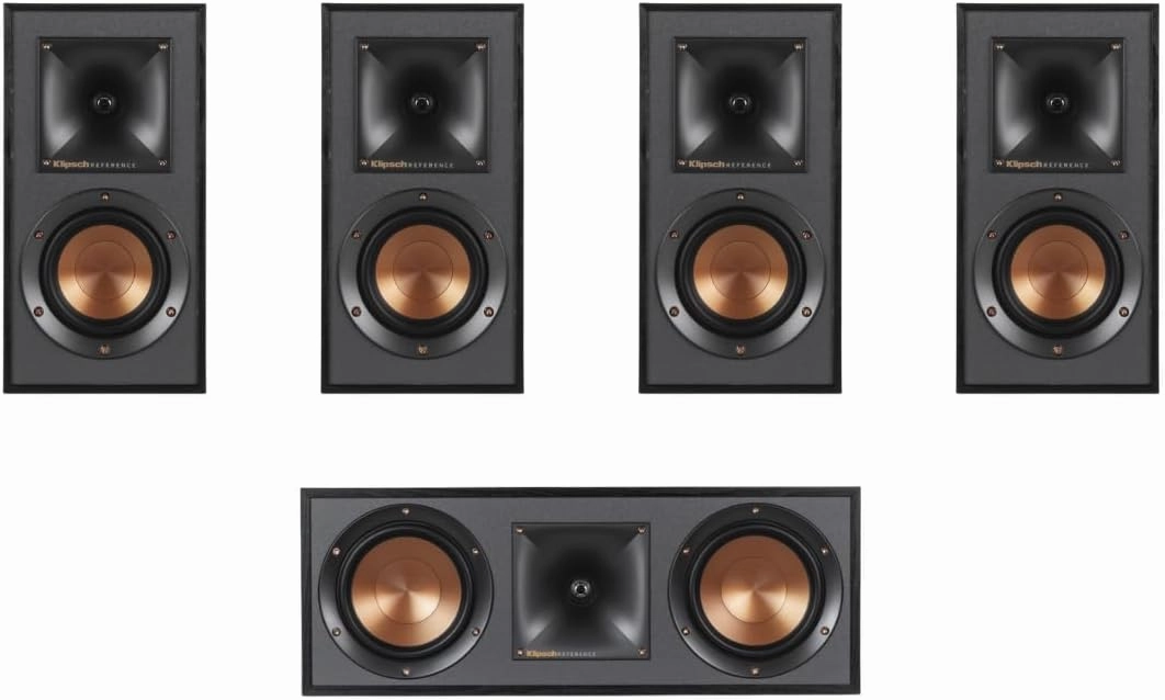 Klipsch Home Theater Speaker Bundle: 2 Pairs R-41M Bookshelf Speakers   R-52C Center Channel Speaker (Black) home cinema system,5.1 home theater,surround sound package,