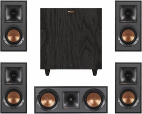 Klipsch Reference Home Theater Speaker Bundle  Includes (4) R-41M Bookshelf Speakers, (1) R-52C Center Channel, and (1) R-80SWi 8" Wireless Subwoofer for Immersive Surround Sound surround sound system,cinema audio kit,5.1 surround package,