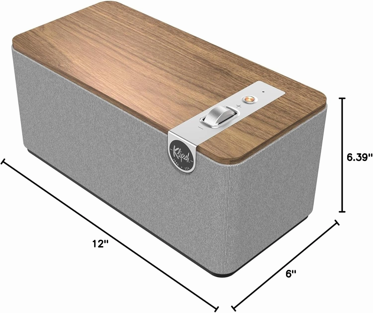 Klipsch The One Plus Premium Bluetooth Speaker System with Two 2.25 Full Range Drivers, 4.5 Woofer, Bluetooth 5.3 with Up to 40 ft. of Distance, Walnut