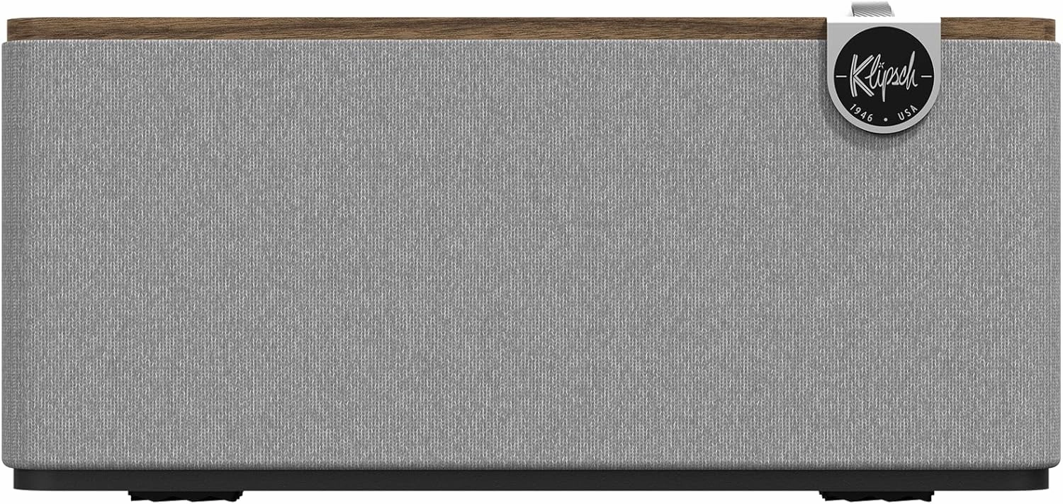 Klipsch The One Plus Premium Bluetooth Speaker System with Two 2.25 Full Range Drivers, 4.5 Woofer, Bluetooth 5.3 with Up to 40 ft. of Distance, Walnut