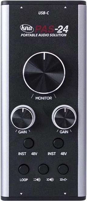 KNA PAS-24 Portable Audio Interface  24-Bit/192kHz USB Sound Card for Home Recording Musicians and Creators, XLR & 1/4" TRS Inputs, Dual Balanced Outputs, Headphone Out, Phantom Power, Gain Control audio interface,USB interface,music recording inp