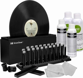 Knox Gear Vinyl Record Cleaning Kit to Reduce Static, Skips, Dust and Fingerprints - Includes Record Cleaner Fluid, 2X Disc Spin Record Brush record cleaning kit,vinyl cleaner,stylus brush set,