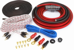 KnuKonceptz Red KCA Complete 4 Gauge Amplifier Installation Wiring Kit integrated amplifier,stereo receiver,hi-fi amp combo,
